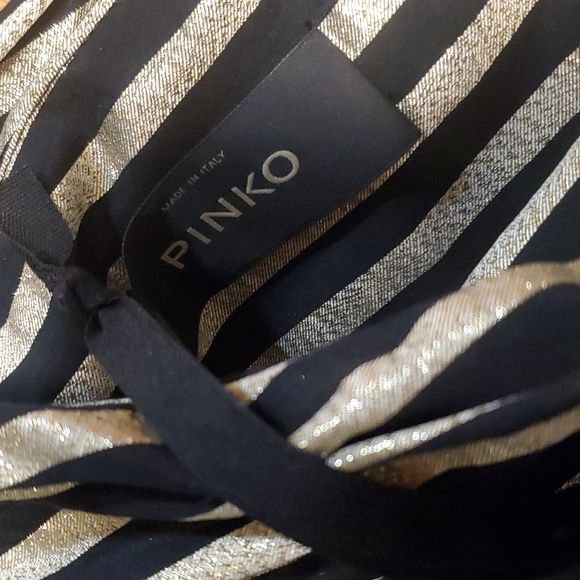 Nwt Pinko black and gold metallic stripe skirt sz  36 - Picture 4 of 9